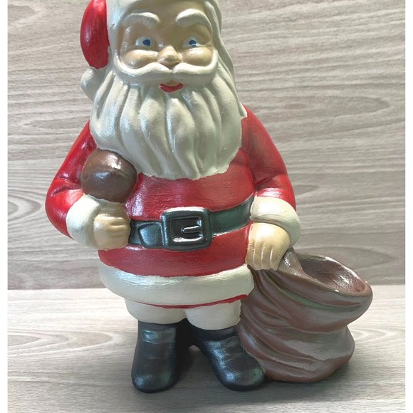 Vintage Christmas Figure Santa Toy Sack & Football Handpainted Ceramic Heavy - Picture 6 of 12